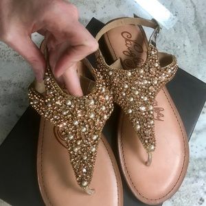 Naughty Monkey Rhinestone & Pearl Dress Sandals